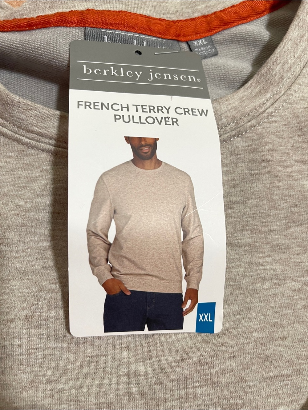 Men's Crewneck Sweater in taupe /beige color - Picture 8 of 11